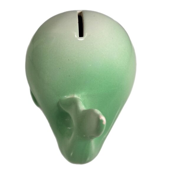Ceramic Pottery Green Whale Coin Savings Bank with Plug Eyelashes Taiwan HTF - Picture 5 of 12